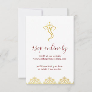 Elegant Red & Guld Ganesha & Mehndi Bröllop OSA Inbjudningar
