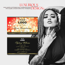 Elegant Red Guld Gnistra Glitter Logotyp Black Mod Visitkort