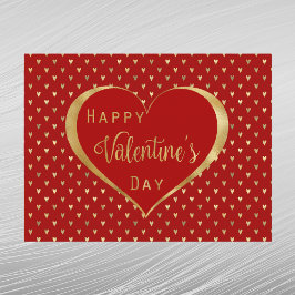 Elegant Red Guld Heart Valentine Helg Vykort