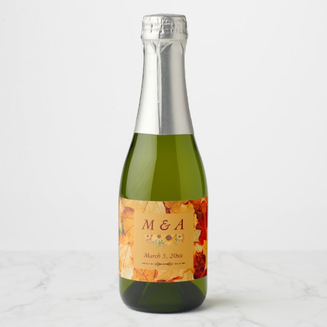 Elegant Red Guld Höst löv Bröllop (Framsida)