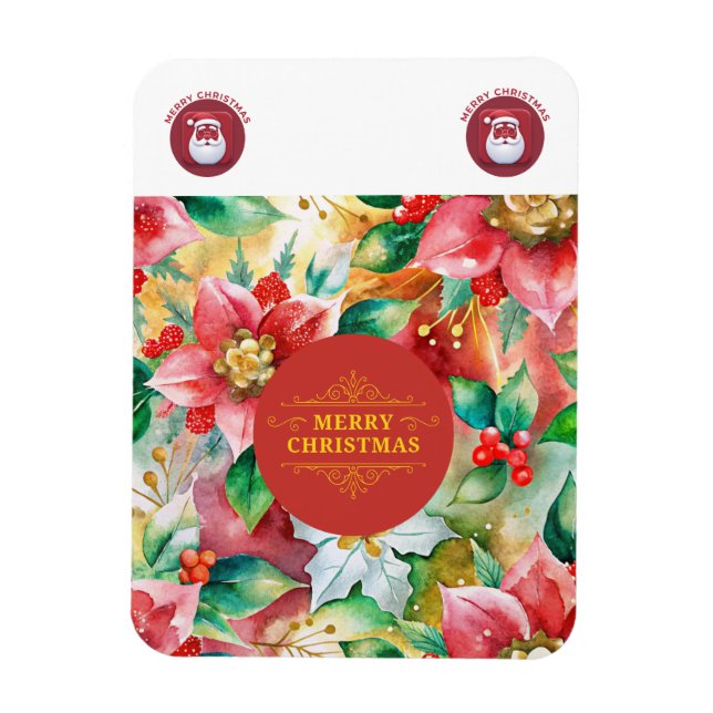 Elegant Red & Guld jul Magnet (Vertikal)