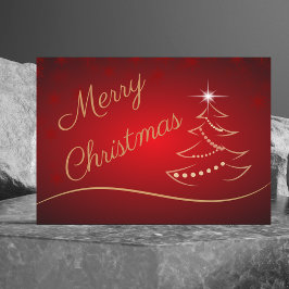 Elegant Red & Guld Julgran julkort Hälsningskort