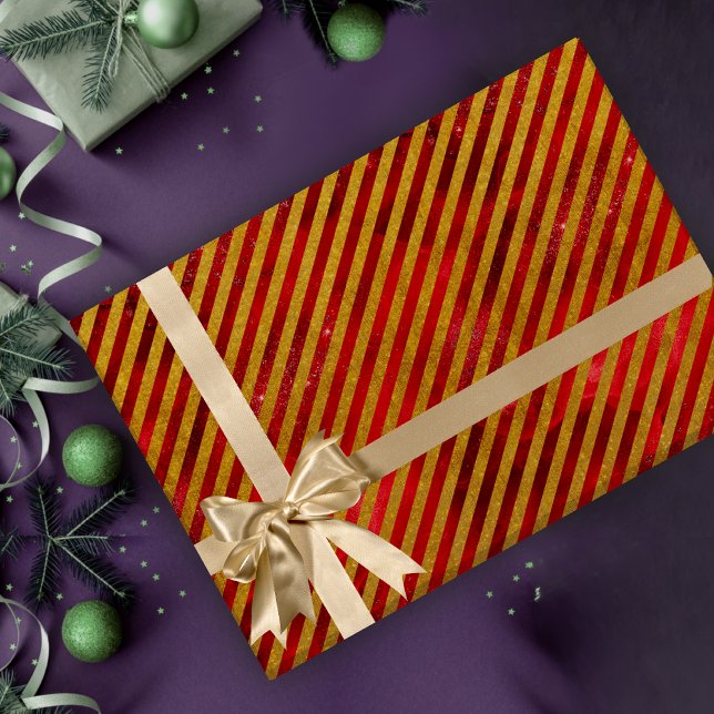 Elegant Red guld julstrimlade helgdagar Presentpapper (Skapare uppladdad)