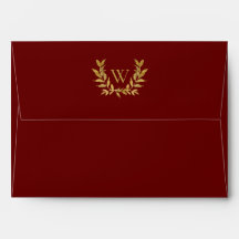 Elegant Red Guld Löv Monogram Modern Bröllop