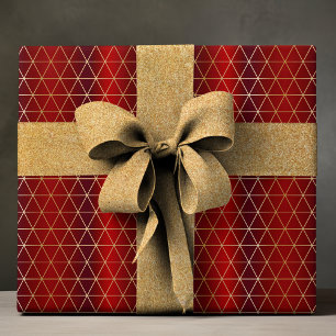 Elegant Red Guld Luxury Geometric Mönster Presentpapper