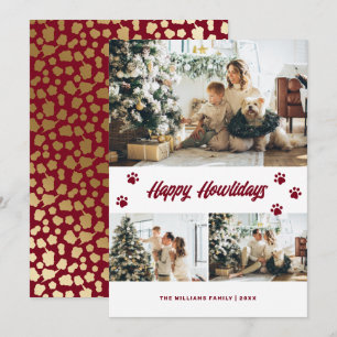 Elegant Red Guld Lycklig Howlidays Foto Julkort
