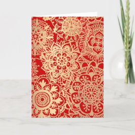 Elegant Red Guld Mandala-julen Mönster Helgdag Helgkort
