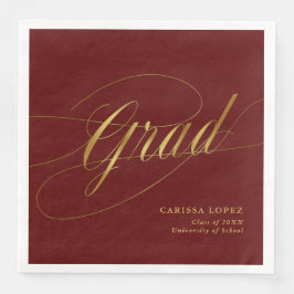Elegant Red & Guld minimalistisk Grad Calligraphy Pappersservett