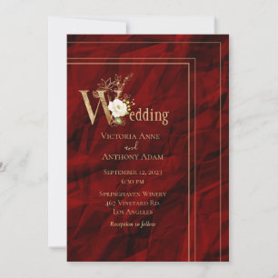 Elegant Red Guld Modern Bröllop Inbjudningar