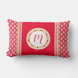 Elegant Red Guld Monogram Lumbarkudde