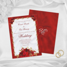 Elegant Red Guld Monogram Ro Forme Bröllop