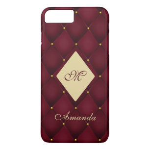 Elegant Red Guld Monogram Tuftad