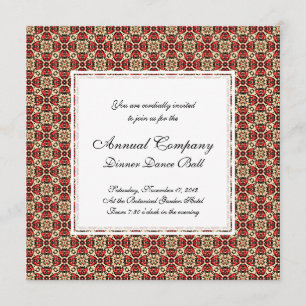 Elegant Red, Guld och Black Oriental Damask Inbjudningar