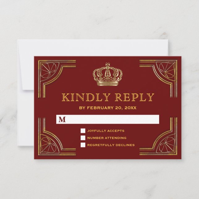 Elegant Red Guld Ornate Krona Bröllop OSA (Framsida)