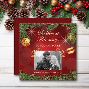 Elegant Red Guld Photo Template jul Julkort