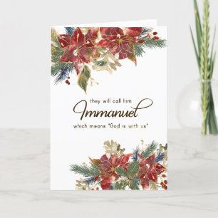 Elegant Red Guld Poinsettia Bible Verse jul Helgkort