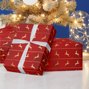 Elegant Red guld renar rand mönster jul Presentpapper
