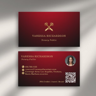 Elegant Red & Guld Skeleton Nyckel Modern Notary Q Visitkort