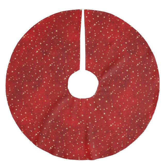 Elegant Red Guld Stars jul Julgransmatta Borstad Polyester (Framsidan)