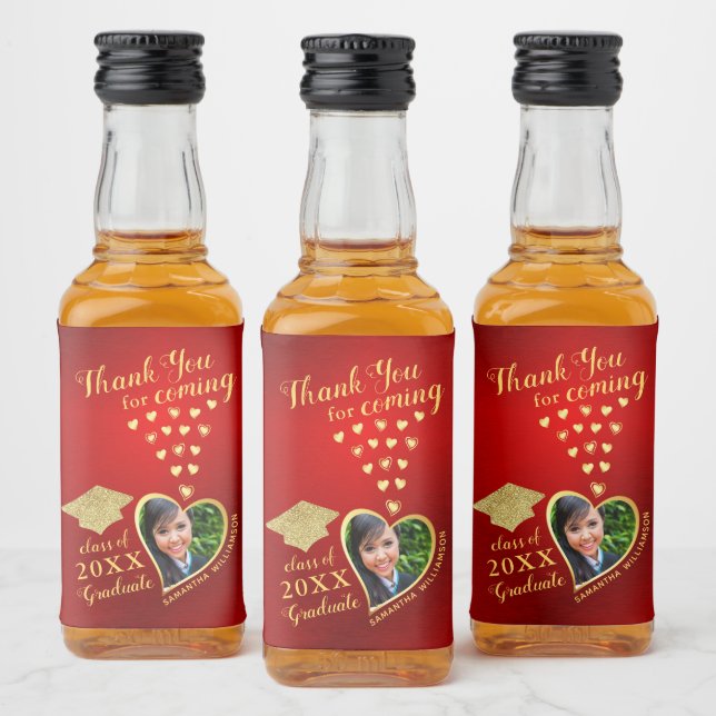 Elegant Red Guld Tack 2025 Studenten Spritflaskor Etikett (Flaskor)