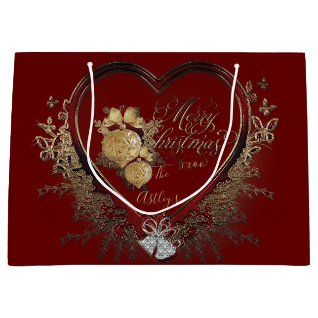 Elegant Red-Guld Victorian Heart Anpassningsbar (Framsidan)