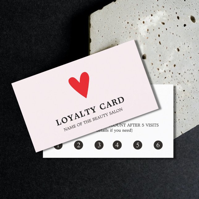 Elegant Red Heart Beauty Salon Loyalty Card Lojalitetskort (Skapare uppladdad)