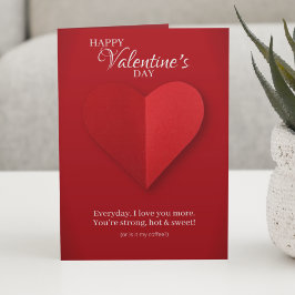 Elegant Red Heart Cheeky Valentine Day Card Helgkort