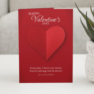 Elegant Red Heart Cheeky Valentine Day Card Helgkort