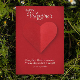 Elegant Red Heart Cheeky Valentine Day Card Julkort