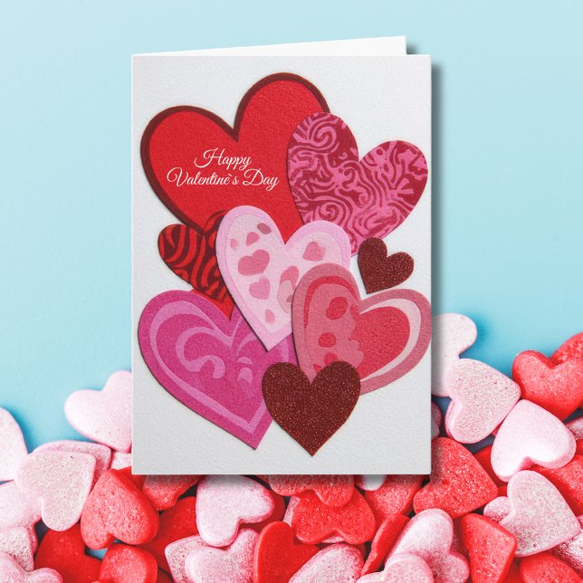 Elegant Red Heart Collage Valentine’s Day Card  Helgkort (Skapare uppladdad)