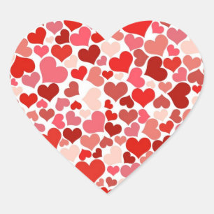 Elegant Red Heart Mönster Hjärtformat Klistermärke