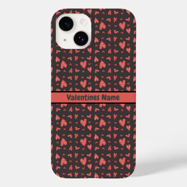 Elegant Red Hearts Black Background valentines day (Baksida)