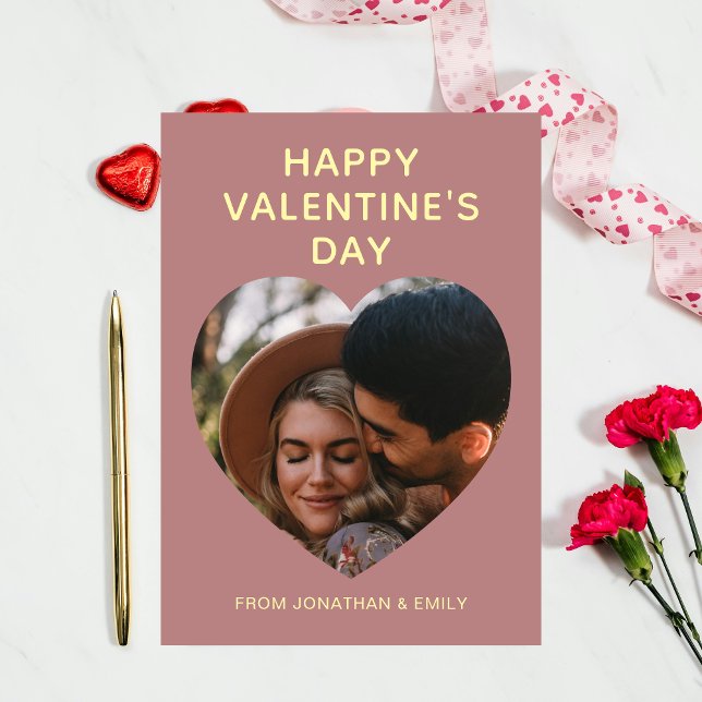 Elegant Red Hearts Happy Valentine's Day 1 Photo Julkort (Skapare uppladdad)