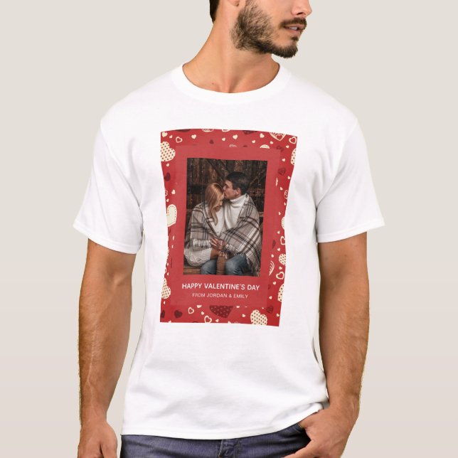 Elegant Red Hearts Happy Valentine's Day 1 Photo T Shirt (Framsida)