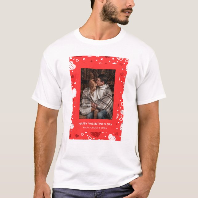Elegant Red Hearts Happy Valentine's Day 1 Photo T Shirt (Framsida)