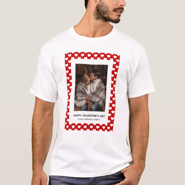 Elegant Red Hearts Happy Valentine's Day 1 Photo T Shirt (Framsida)