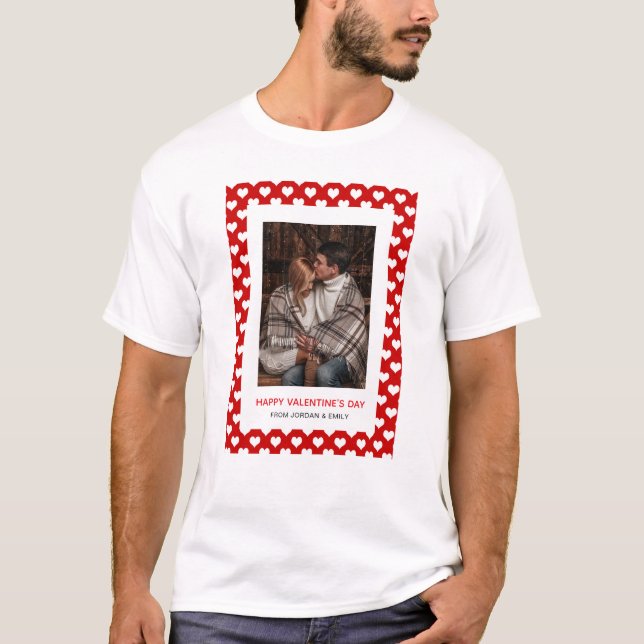 Elegant Red Hearts Happy Valentine's Day 1 Photo T Shirt (Framsida)