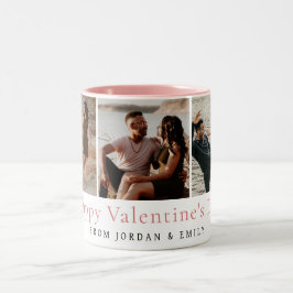 Elegant Red Hearts Happy Valentine's Day 3 Photo Två-Tonad Mugg