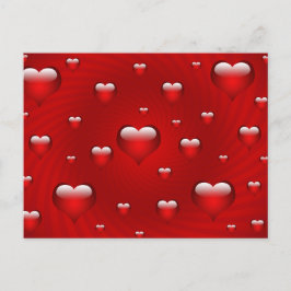 Elegant Red Hearts Kärlek Valentine Vykort
