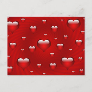 Elegant Red Hearts Kärlek Valentine Vykort
