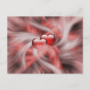 Elegant Red Hearts Kärlek Valentineser Vykort