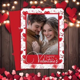Elegant Red Hearts Lycklig Valentines Anpassningsb Julkort