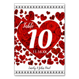 Elegant Red Hearts och Ro Bordsnummer