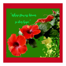 Elegant Red Hibiscus Anpassningsbar Flower Quote G