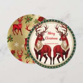 Elegant Red Hjort Moose Guld Snö god jul party
