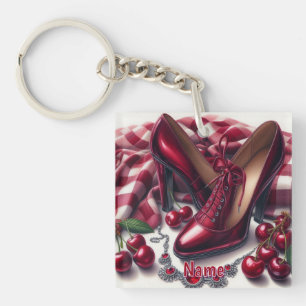 Elegant Red Högklackars with Cherry