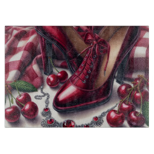 Elegant Red Högklackars with Cherry