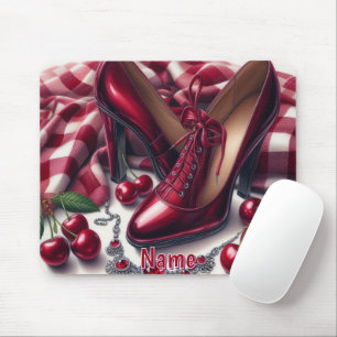 Elegant Red Högklackars with Cherry Musmatta