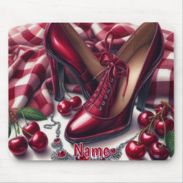 Elegant Red Högklackars with Cherry Musmatta