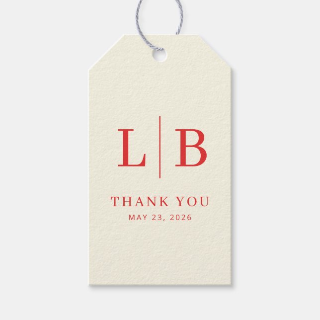 Elegant Red Initials Presentetikett (Framsidan)